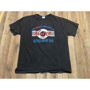 Body Ragz Shirt, Men's Size XL, Black, Road Kill Cafe Graphic Print